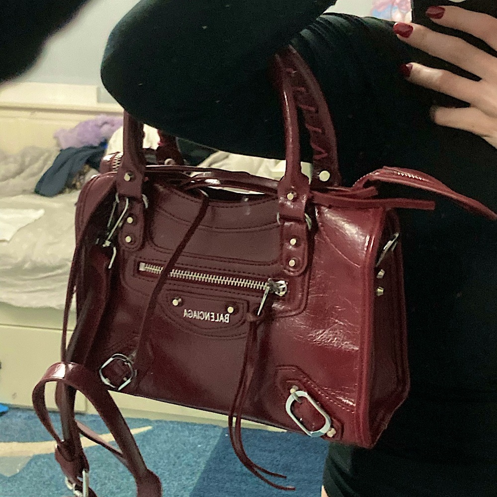 NWT Motorcycle Mini Studded Classic City Burgundy Bag